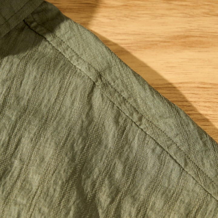 Camisa de manga corta de tencel con botones y diseño transpirable de Buddha Stones para hombre, de verano - image 8