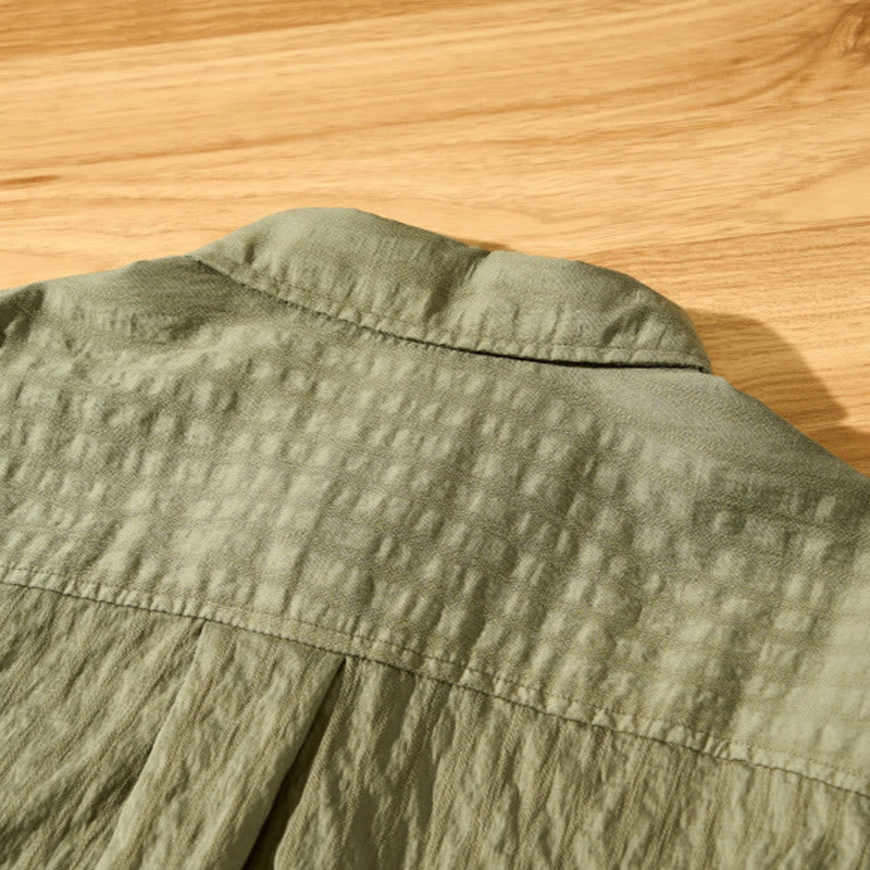 Camisa de manga corta de tencel con botones y diseño transpirable de Buddha Stones para hombre, de verano - image 7