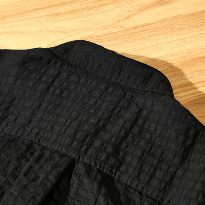 Camisa de manga corta de tencel con botones y diseño transpirable de Buddha Stones para hombre, de verano - image 23