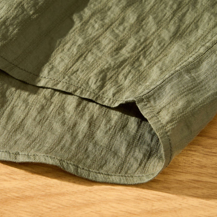 Camisa de manga corta de tencel con botones y diseño transpirable de Buddha Stones para hombre, de verano - image 11
