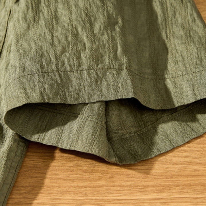 Camisa de manga corta de tencel con botones y diseño transpirable de Buddha Stones para hombre, de verano - image 10