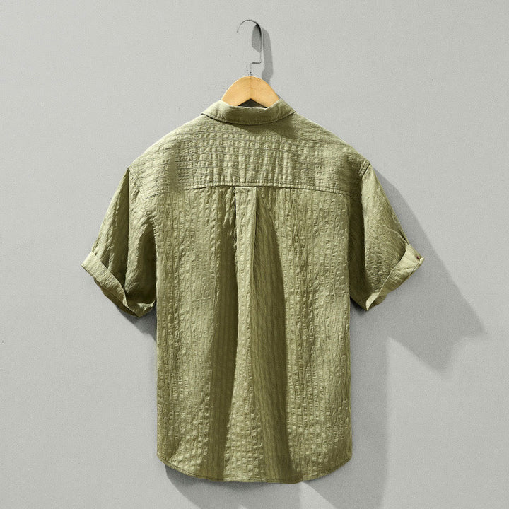 Camisa de manga corta de tencel con botones y diseño transpirable de Buddha Stones para hombre, de verano - image 3