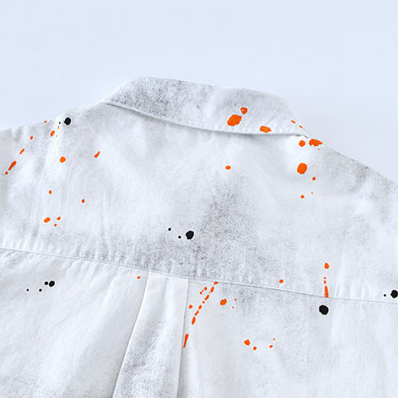 Camisa de algodón de manga corta con botones para hombre, con estampado de tinta de verano y Buddha Stones - image 13