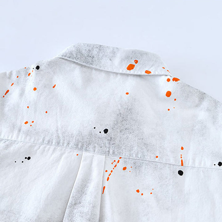 Camisa de algodón de manga corta con botones para hombre, con estampado de tinta de verano y Buddha Stones - image 13