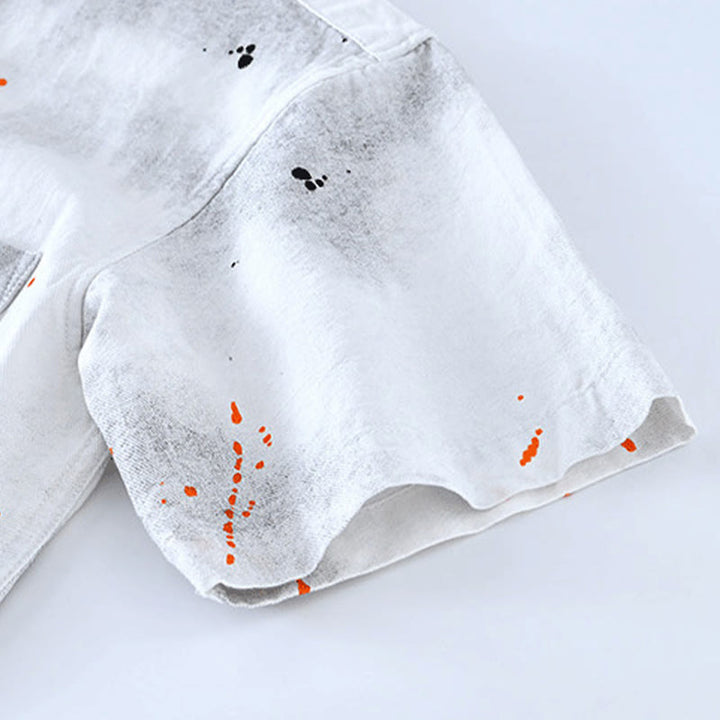 Camisa de algodón de manga corta con botones para hombre, con estampado de tinta de verano y Buddha Stones - image 16