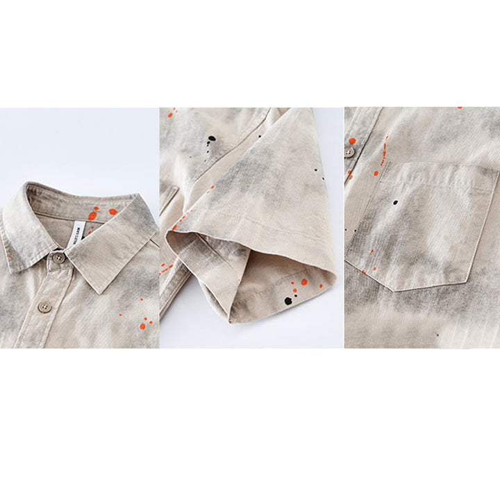 Camisa de algodón de manga corta con botones para hombre, con estampado de tinta de verano y Buddha Stones - image 10