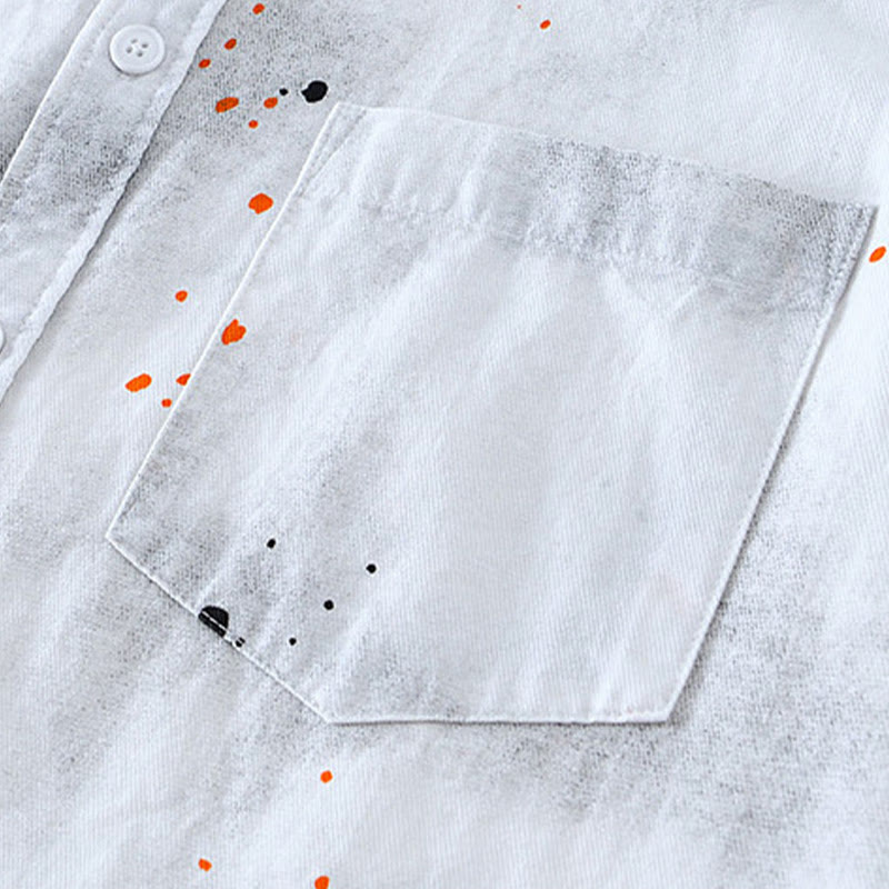 Camisa de algodón de manga corta con botones para hombre, con estampado de tinta de verano y Buddha Stones - image 14
