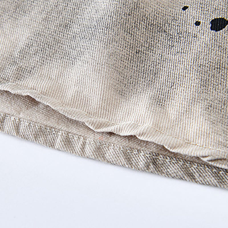 Camisa de algodón de manga corta con botones para hombre, con estampado de tinta de verano y Buddha Stones - image 9