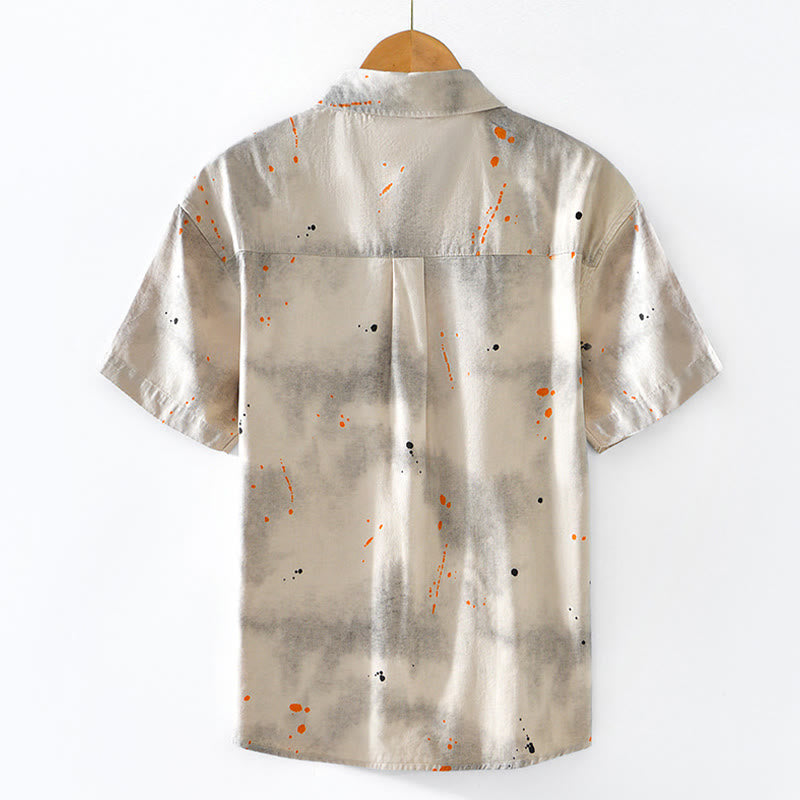 Camisa de algodón de manga corta con botones para hombre, con estampado de tinta de verano y Buddha Stones - image 2