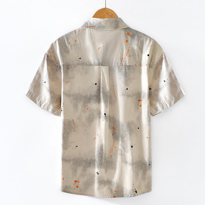 Camisa de algodón de manga corta con botones para hombre, con estampado de tinta de verano y Buddha Stones - image 2