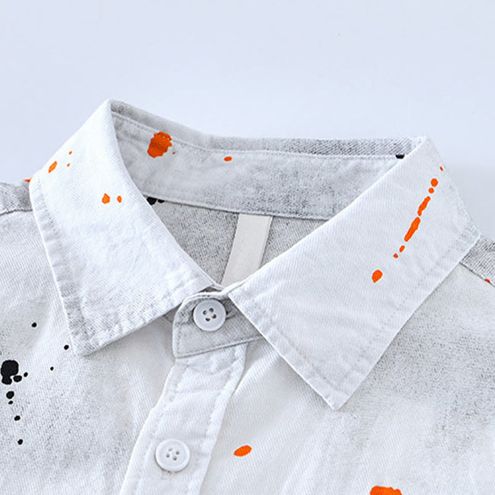 Camisa de algodón de manga corta con botones para hombre, con estampado de tinta de verano y Buddha Stones - image 11