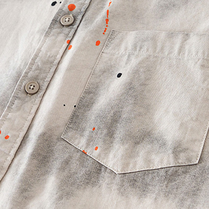 Camisa de algodón de manga corta con botones para hombre, con estampado de tinta de verano y Buddha Stones - image 5