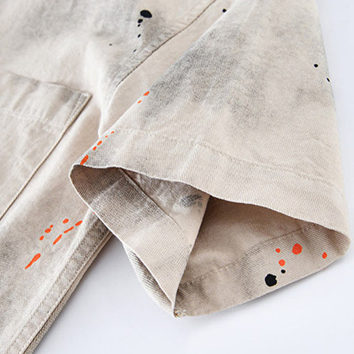 Camisa de algodón de manga corta con botones para hombre, con estampado de tinta de verano y Buddha Stones - image 7