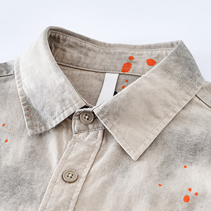 Camisa de algodón de manga corta con botones para hombre, con estampado de tinta de verano y Buddha Stones - image 3