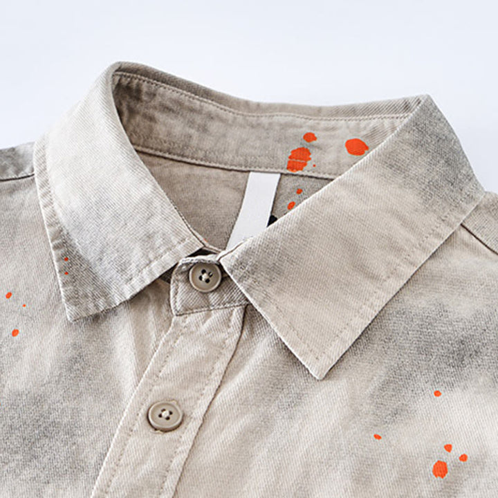 Camisa de algodón de manga corta con botones para hombre, con estampado de tinta de verano y Buddha Stones - image 3