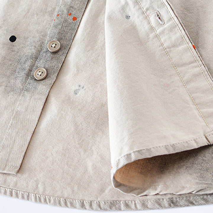 Camisa de algodón de manga corta con botones para hombre, con estampado de tinta de verano y Buddha Stones - image 8