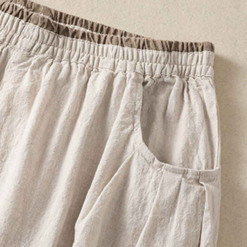 Pantalones estilo harén de lino y algodón con bolsillos para mujer, estilo Buddha Stones, color liso, diseño sencillo, largo 7-8, cintura alta - image 2