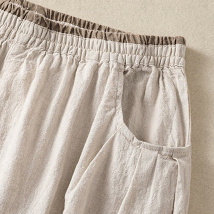 Pantalones estilo harén de lino y algodón con bolsillos para mujer, estilo Buddha Stones, color liso, diseño sencillo, largo 7-8, cintura alta - image 2