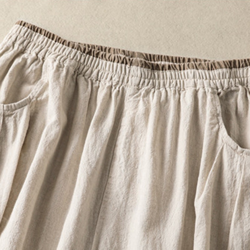 Pantalones estilo harén de lino y algodón con bolsillos para mujer, estilo Buddha Stones, color liso, diseño sencillo, largo 7-8, cintura alta - image 3