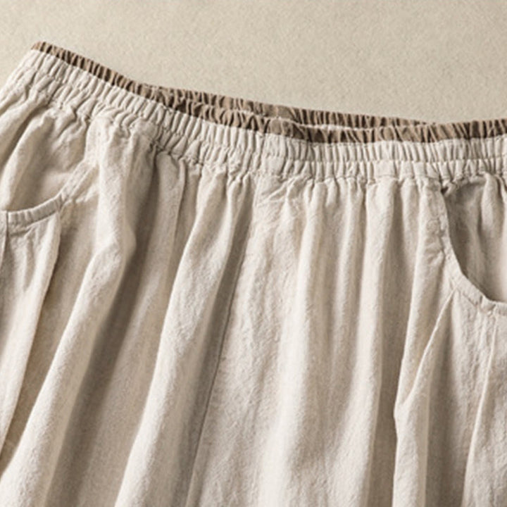 Pantalones estilo harén de lino y algodón con bolsillos para mujer, estilo Buddha Stones, color liso, diseño sencillo, largo 7-8, cintura alta - image 3