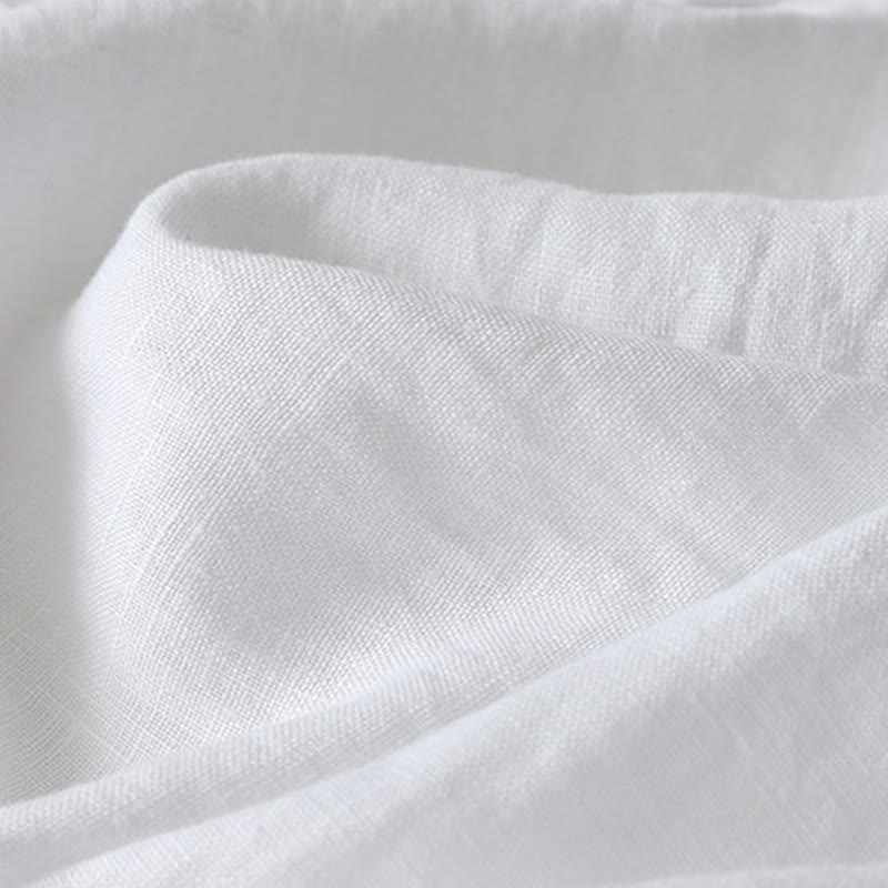 Pantalones de lino y algodón con bolsillos para mujer, de pierna ancha, con cintura elástica, de color liso, para uso diario en verano - image 18