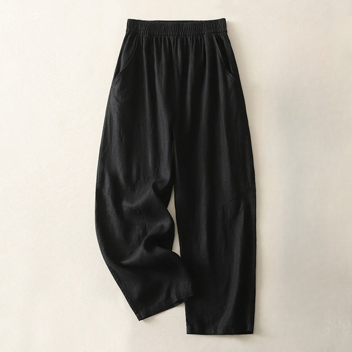 Pantalones de mujer de pierna ancha con bolsillos, color liso y cintura elástica, con estampado de Buddha Stones, ideales para el verano. - Negro - US8-10，UK/AU12-14，EU40-42 (2XL) - image 22