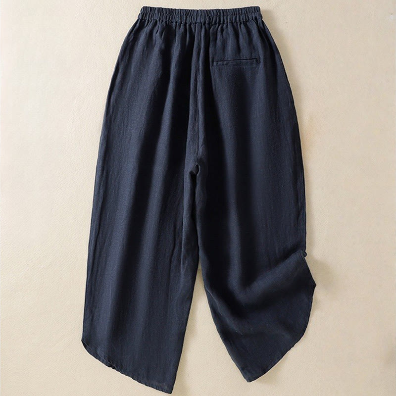 Pantalones casuales de algodón con diseño de cordón y Buddha Stones para mujer, de largo 7-8, con bolsillos - image 1