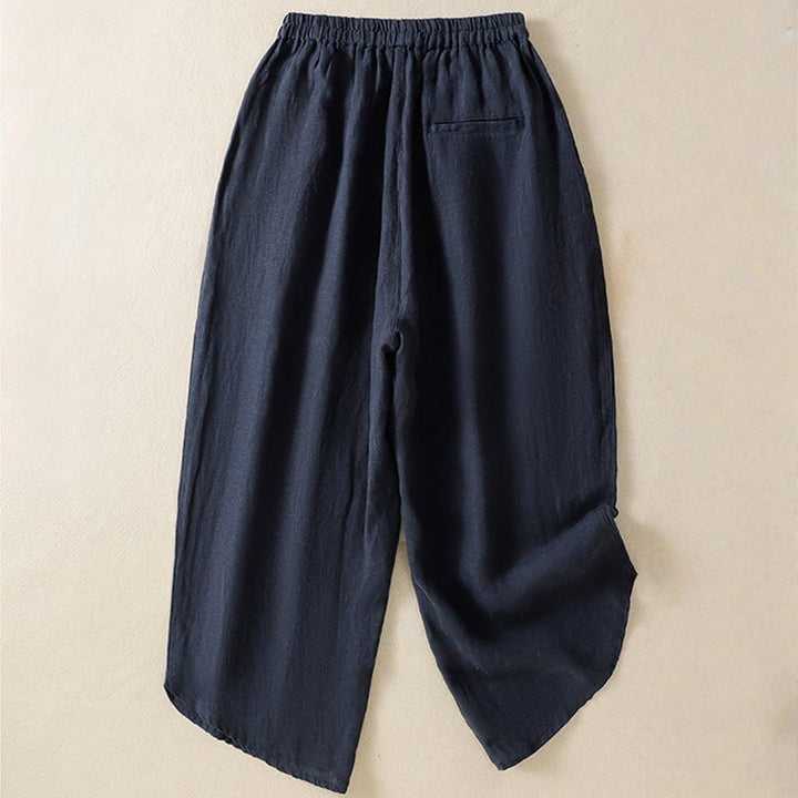 Pantalones casuales de algodón con diseño de cordón y Buddha Stones para mujer, de largo 7-8, con bolsillos - image 1