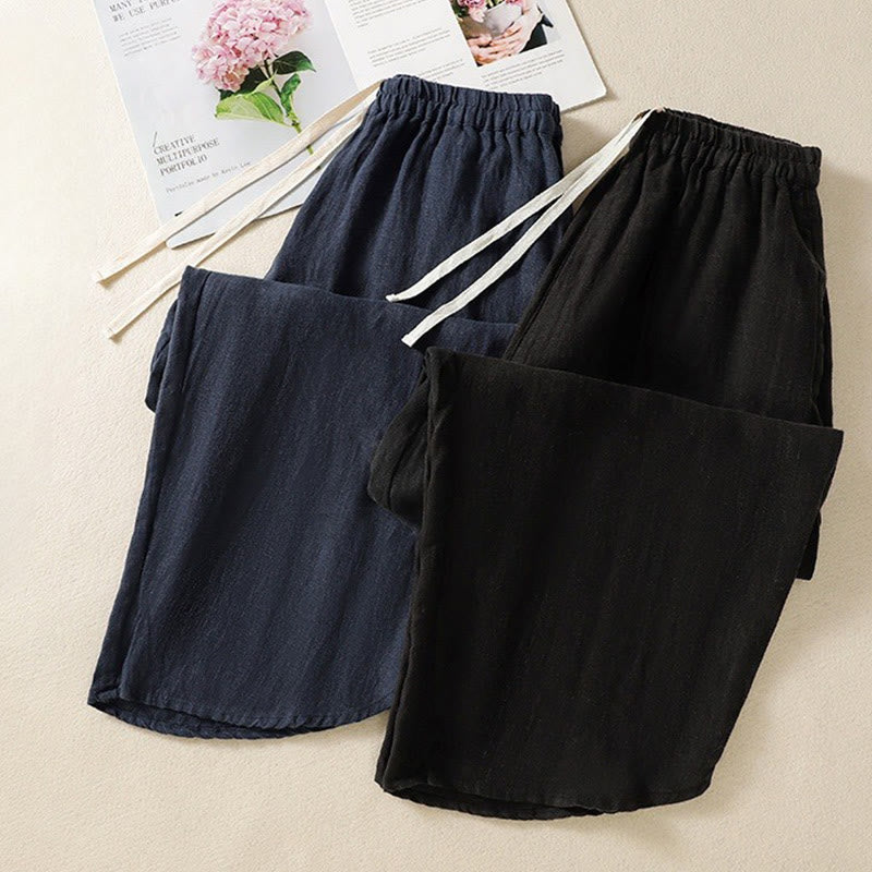 Pantalones casuales de algodón con diseño de cordón y Buddha Stones para mujer, de largo 7-8, con bolsillos - image 21