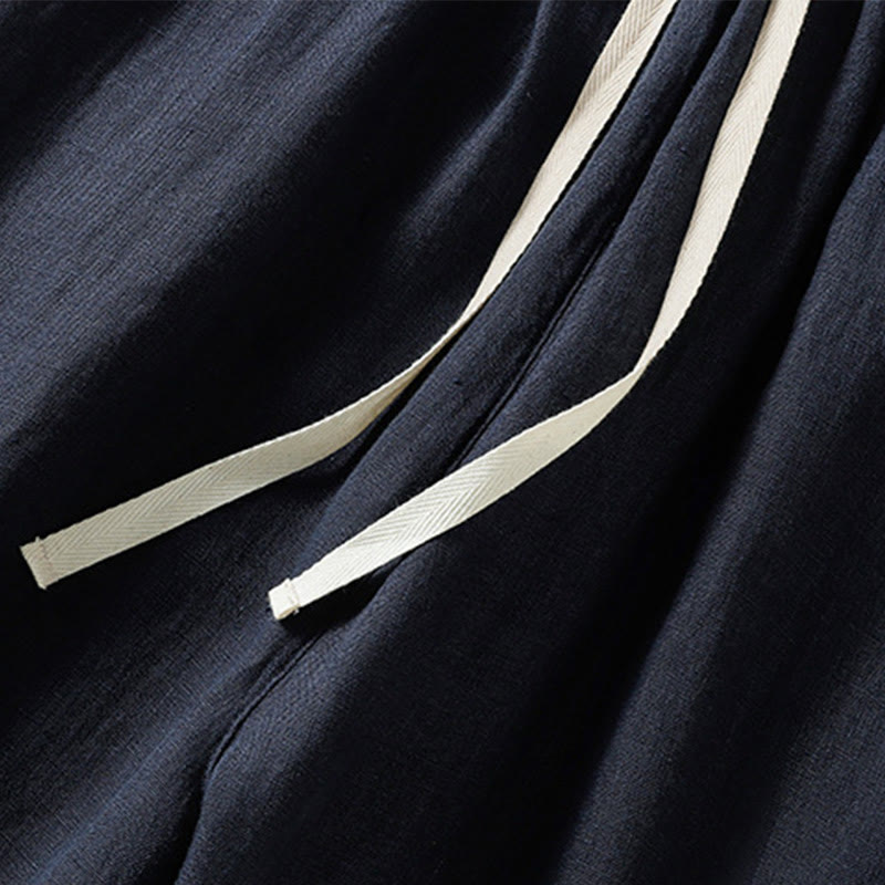 Pantalones casuales de algodón con diseño de cordón y Buddha Stones para mujer, de largo 7-8, con bolsillos - image 4