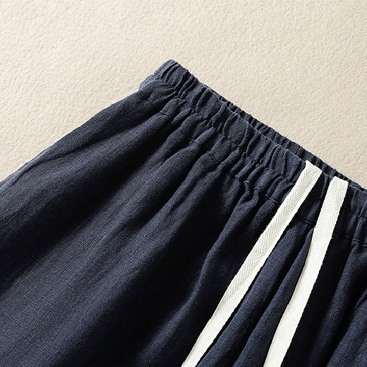 Pantalones casuales de algodón con diseño de cordón y Buddha Stones para mujer, de largo 7-8, con bolsillos - image 2