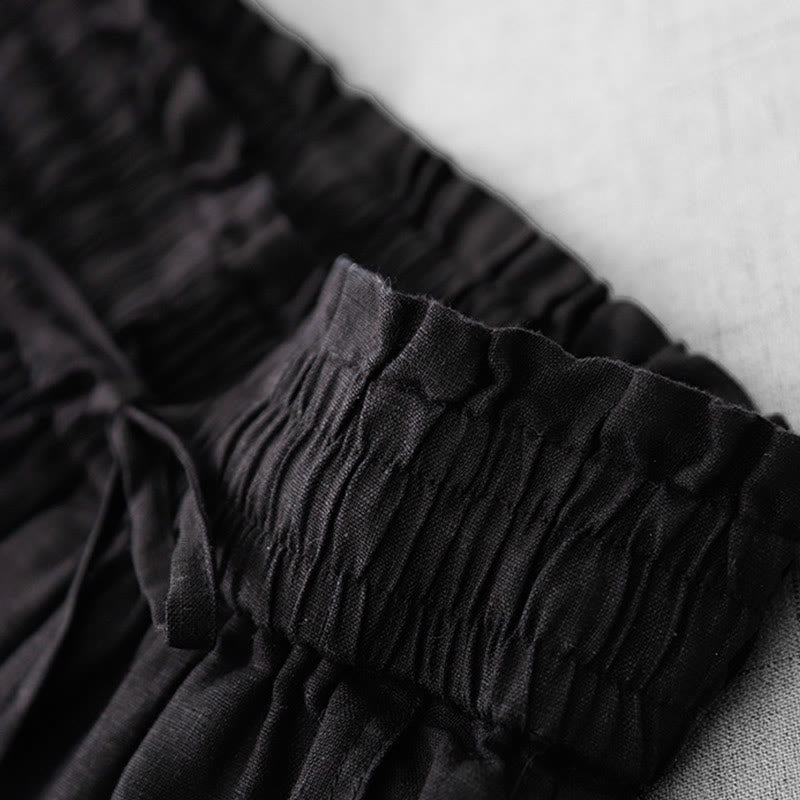 Pantalones casuales de Buddha Stones con cintura alta, volantes y cordón ajustable para mujer, con bolsillos y pernera ancha. - image 19