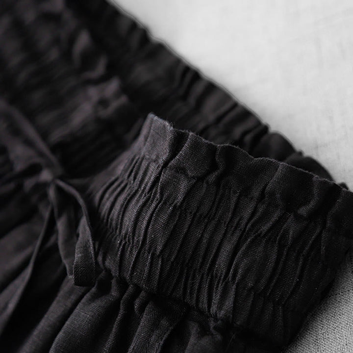 Pantalones casuales de Buddha Stones con cintura alta, volantes y cordón ajustable para mujer, con bolsillos y pernera ancha. - image 19