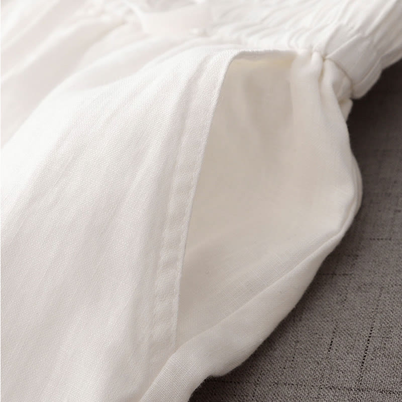 Pantalones casuales de Buddha Stones con cintura alta, volantes y cordón ajustable para mujer, con bolsillos y pernera ancha. - image 14