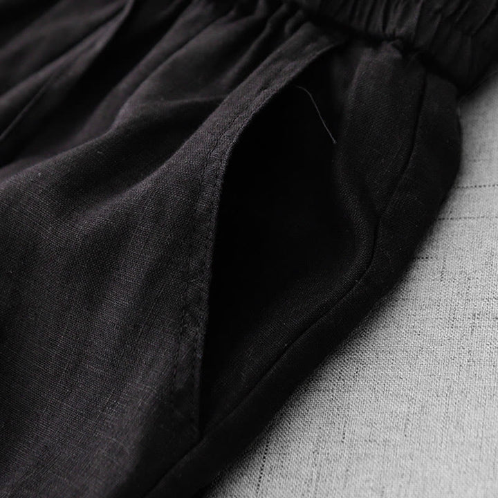 Pantalones casuales de Buddha Stones con cintura alta, volantes y cordón ajustable para mujer, con bolsillos y pernera ancha. - image 20