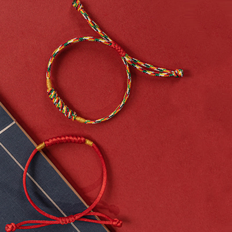 Pulsera de cuerda colorida con nudo plano y nudo feliz hecha a mano con Buddha Stones, hilo rojo trenzado - image 16