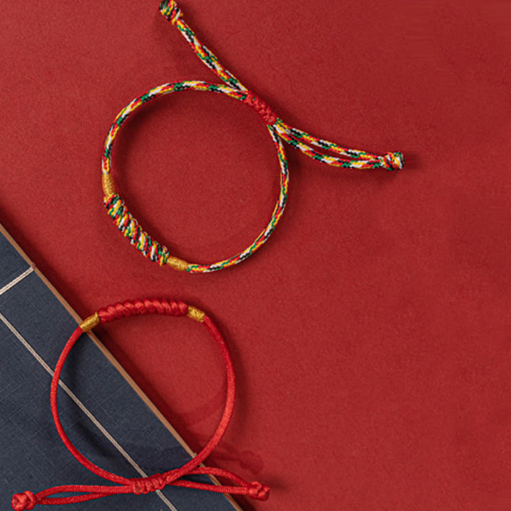 Pulsera de cuerda colorida con nudo plano y nudo feliz hecha a mano con Buddha Stones, hilo rojo trenzado - image 16