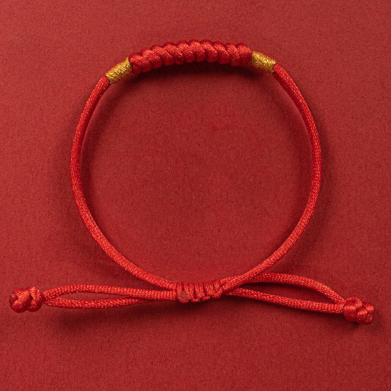 Pulsera de cuerda colorida con nudo plano y nudo feliz hecha a mano con Buddha Stones, hilo rojo trenzado - image 2