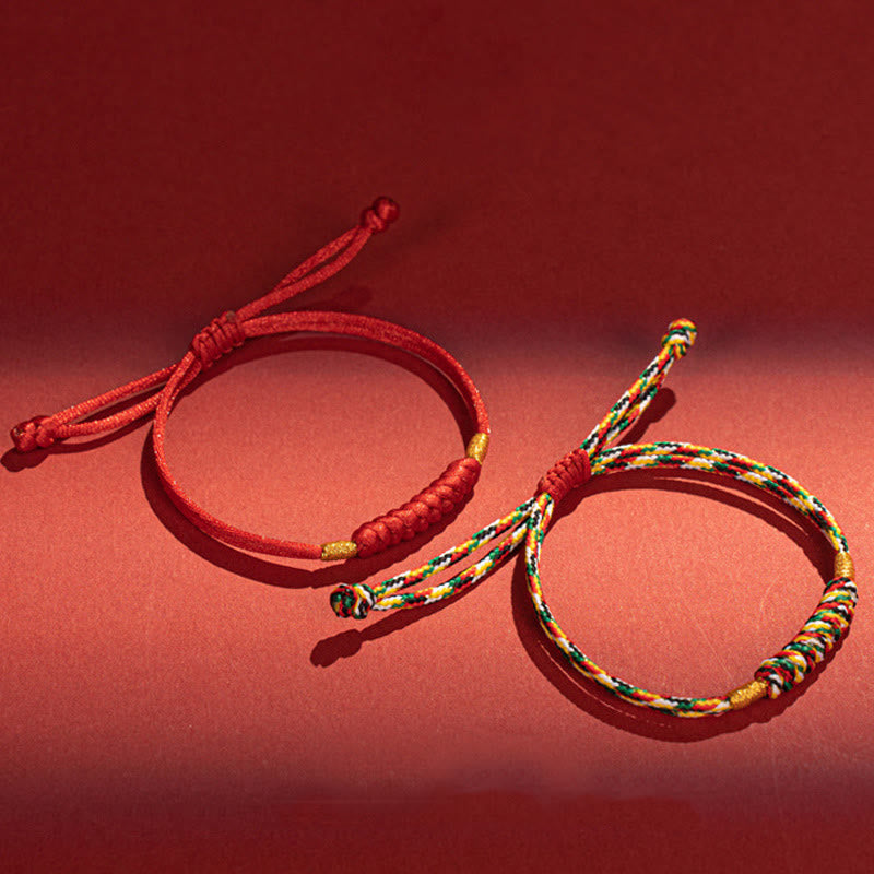 Pulsera de cuerda colorida con nudo plano y nudo feliz hecha a mano con Buddha Stones, hilo rojo trenzado - image 15