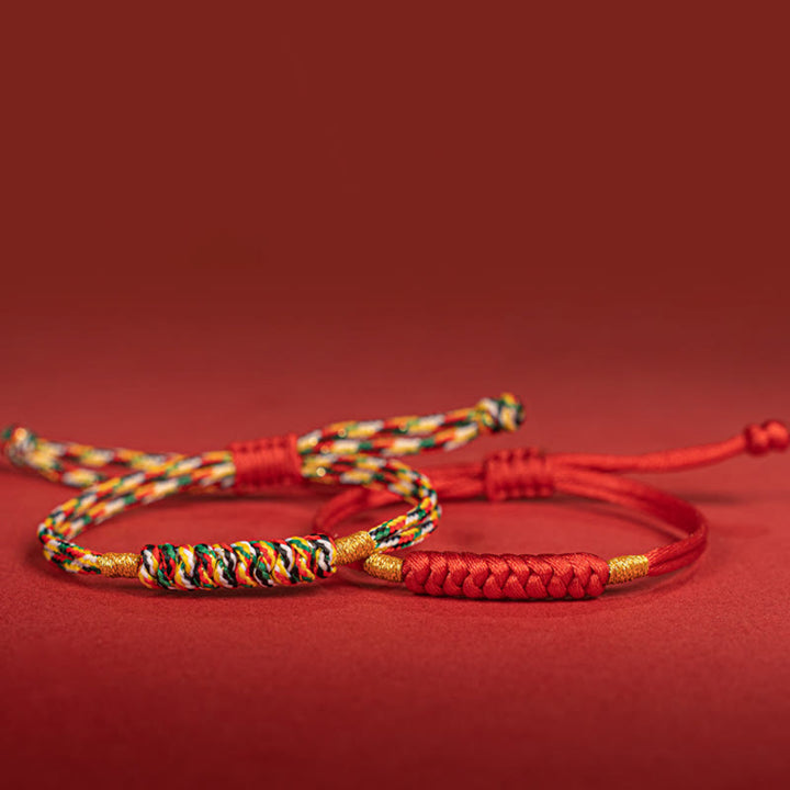 Pulsera de cuerda colorida con nudo plano y nudo feliz hecha a mano con Buddha Stones, hilo rojo trenzado - image 14