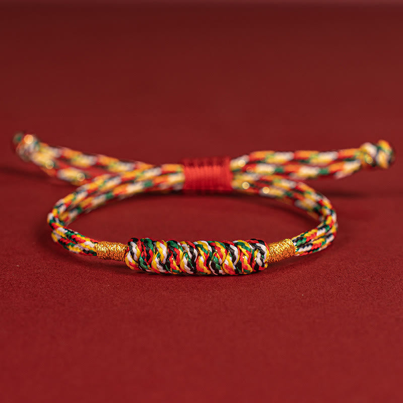Pulsera de cuerda colorida con nudo plano y nudo feliz hecha a mano con Buddha Stones, hilo rojo trenzado - Cuerda de colores - 16-17 cm - image 11