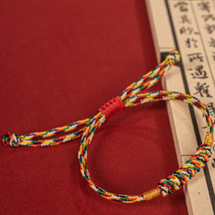 Pulsera de cuerda colorida con nudo plano y nudo feliz hecha a mano con Buddha Stones, hilo rojo trenzado - image 12
