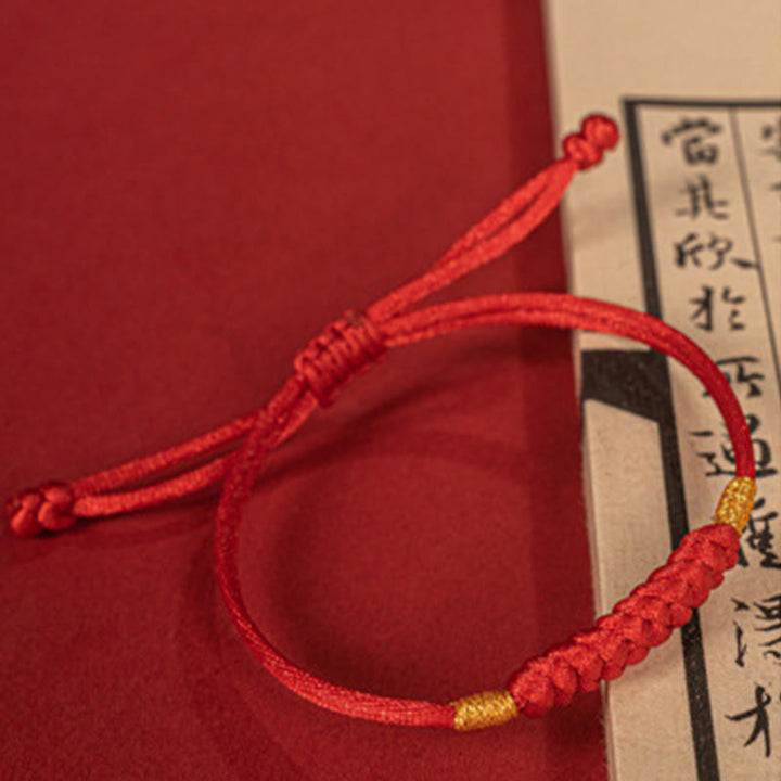 Pulsera de cuerda colorida con nudo plano y nudo feliz hecha a mano con Buddha Stones, hilo rojo trenzado - image 3