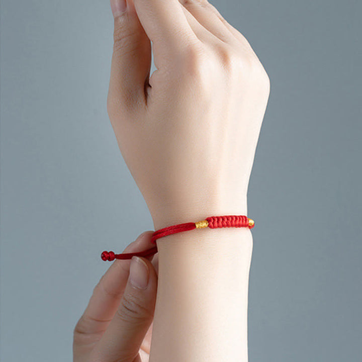Pulsera de cuerda colorida con nudo plano y nudo feliz hecha a mano con Buddha Stones, hilo rojo trenzado - image 4