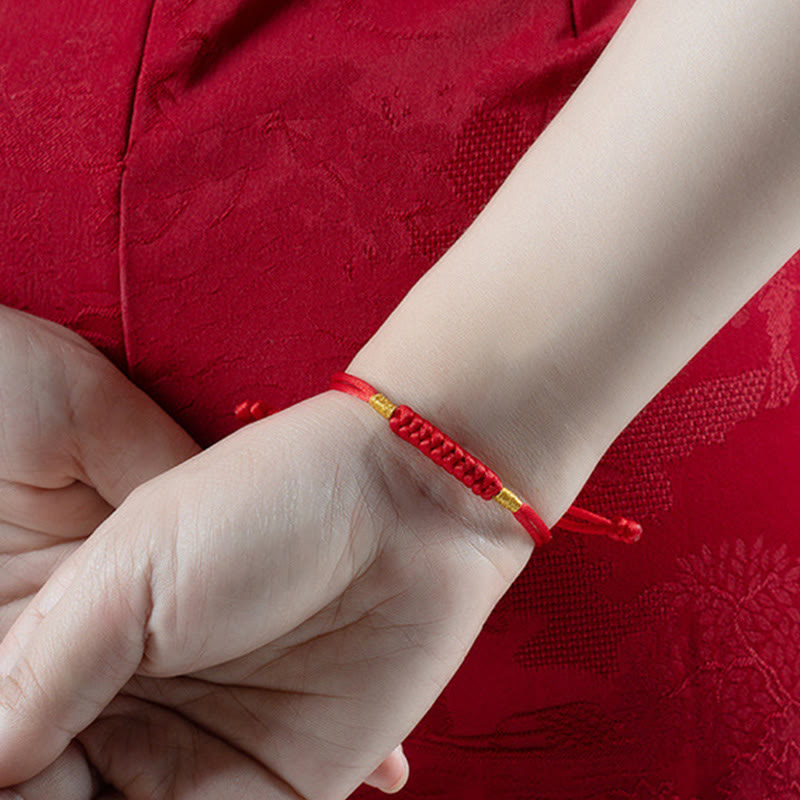 Pulsera de cuerda colorida con nudo plano y nudo feliz hecha a mano con Buddha Stones, hilo rojo trenzado - image 5