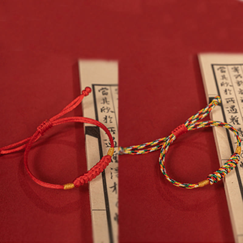 Pulsera de cuerda colorida con nudo plano y nudo feliz hecha a mano con Buddha Stones, hilo rojo trenzado - image 17