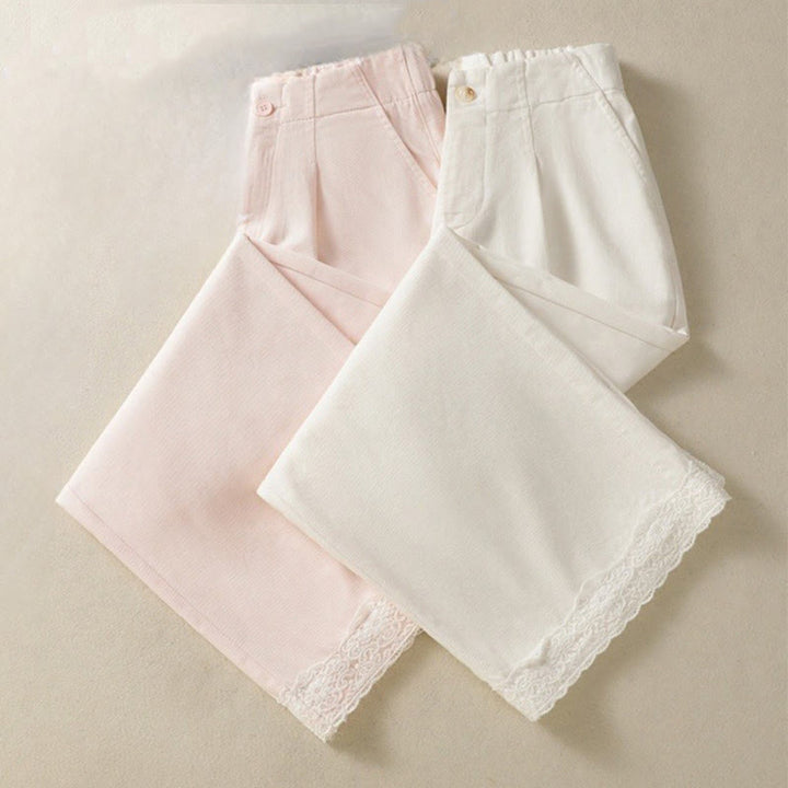 Pantalones casuales de encaje con diseño de patchwork de Buddha Stones para mujer, cintura alta, pierna ancha, largo hasta el tobillo, con bolsillos y cremallera. - image 19