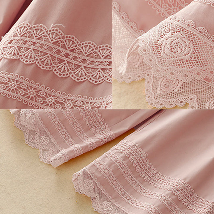 Pantalones de algodón hasta el tobillo con pernera ancha y bolsillos para mujer, diseño de patchwork, encaje liso y cordón ajustable, Buddha Stones Commute - image 7