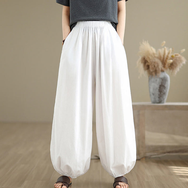Pantalones bombachos de algodón para mujer Buddha Stones Commute Summer Plain con bolsillos - image 8