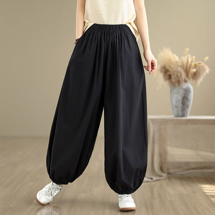 Pantalones bombachos de algodón para mujer Buddha Stones Commute Summer Plain con bolsillos - image 2